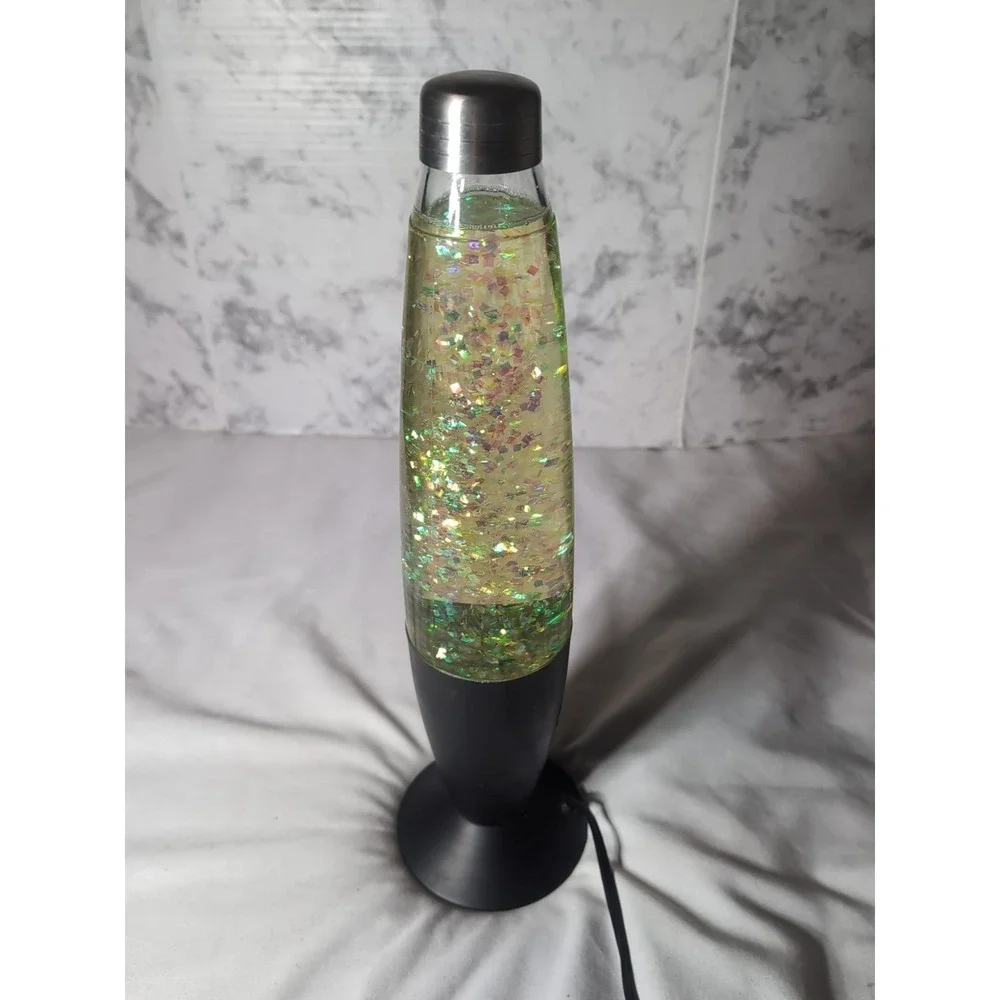 Vintage Lava Lamp Sparkling Glitter Black Base 17